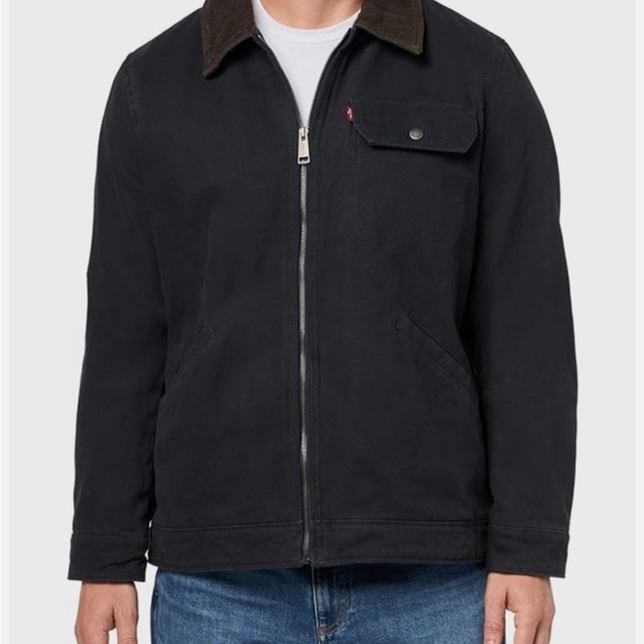 Levi's Black Jacket with Tan Collar - Picture 2 of 4